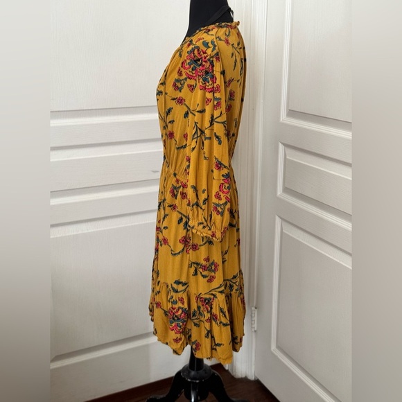 Knox Rose | Yellow Summer Floral Long Sleeves Dress - Size M - Picture 3 of 7